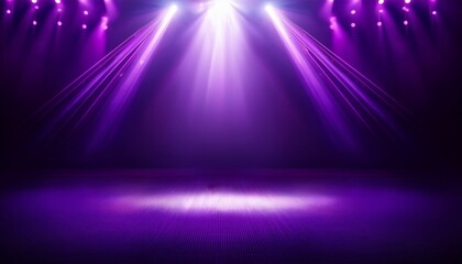 Obraz premium background of empty room with spotlights and lights abstract purple background with neon glow the dark stage shows purple background an empty dark scene neon light spotlights