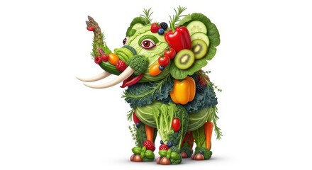 Fototapeta premium Vegetable elephant sculpture, healthy eating concept.