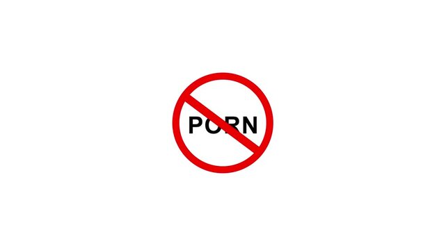 No Porn Prohibited sign of Porn Adult Contents Warning Sign with Mobile Phone Vector, 18 Plus Mature Contents Explicit contents Symbol No porn Shadow style icon. Motion graphics of stop red circle