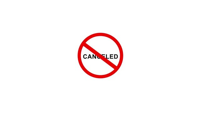 Red stamp Canceled business imprint animation white background denied stamp video. Stamp with the text Canceled animation stamping. Motion graphics of stop red circle concept