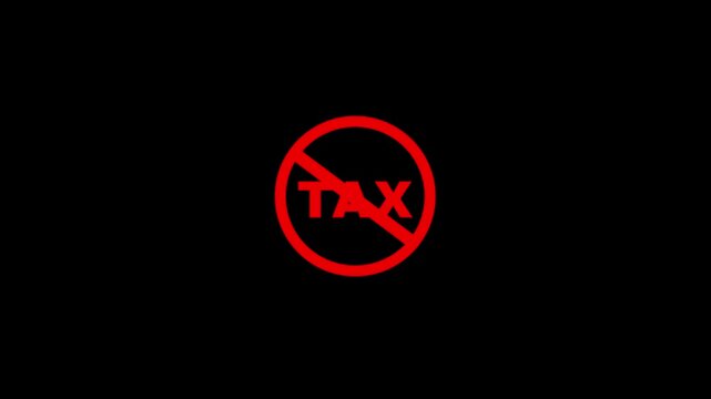 Tax prohibition sign animation, green background. Caution warning symbol, alert, error sign, security protection. Motion graphics of tax document concept