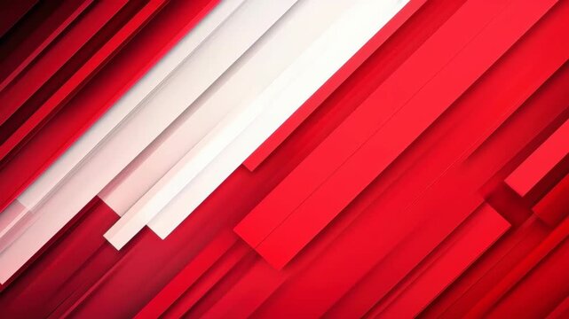 Dynamic Red and White Abstract: An eye-catching abstract composition, featuring bold red and crisp white geometric shapes arranged in a dynamic diagonal pattern.