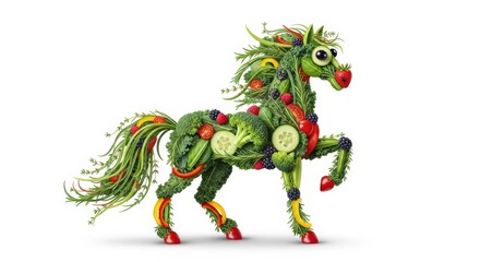Obraz premium Vegetable horse art: healthy food sculpture