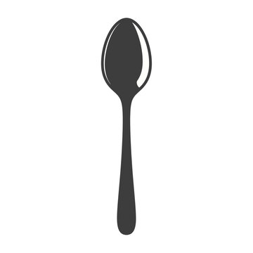 Simple black and white illustration of a spoon.