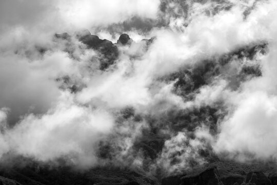 Scenic landscape of Piton des Neiges mountain (3070m), La Reunion Island, France	