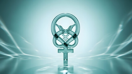 Obraz premium Empowering women's day symbol with teal key design