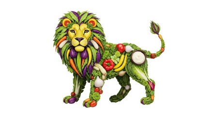 Fototapeta premium Vegetable Lion: Healthy Food Art, Creative Diet Concept