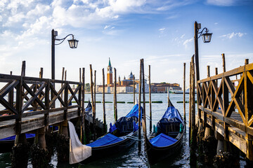 View of the gondolas of beautiful Venice (Italy) © McoBra89