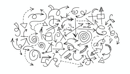 Collection of Hand Drawn Arrows and Abstract Shapes.