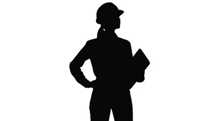 A woman with a clipboard stands confidently in a dark silhouette © RASHIDA