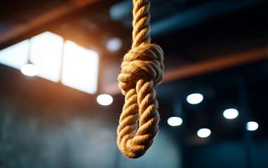Weighted Training Rope Hanging from Ceiling in Gym