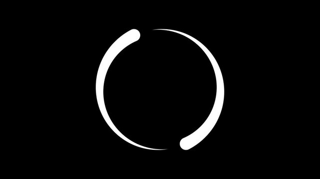 Clean white circular loading spinner animation on a black background. Minimalist seamless looping preloader for apps and websites.