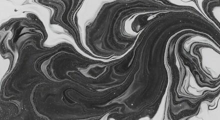 Obraz premium Black and White Swirling Liquid Pattern.