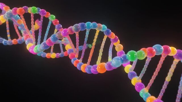 Colorful 3D DNA Double Helix Animation Generative AI
