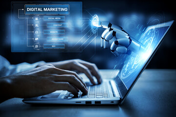 AI powers digital marketing through categorized tools for SEO, social media, content, and ads,...