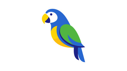 Colorful Flat Design Parrot Icon on White Background