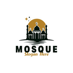 Silhouette Mosque Logo Design Template Illustration
