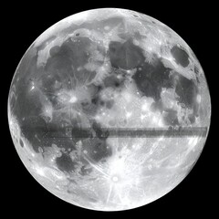 A full, detailed view of the moon, black background