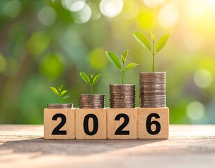 Coins and plants symbolizing financial growth through 2026