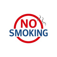 A red circle with a blue and red text inside