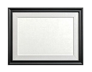 Black picture frame with white matting and empty space.
