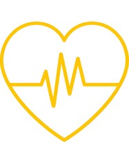 A simple yellow heart with an ECG line