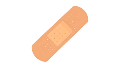 A single beige band-aid on white background