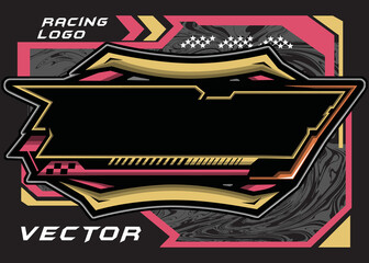 Fototapeta premium Outline and painted racing logo. Isolated in black background, for t-shirt design, ness purposes.