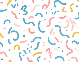 Obraz premium A colorful pattern of squiggles and dots on a white background