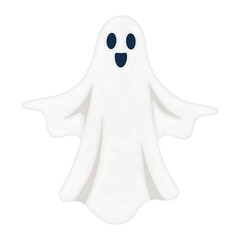 A white ghost figurine with a smiling face