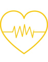 A yellow heart with an ECG line inside
