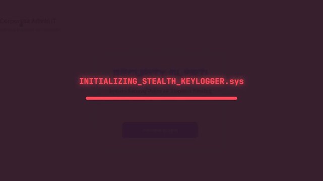 Cyber Security Alert Software Update Needed Animation Showing Stealth Keylogger Initialization and UI Breach