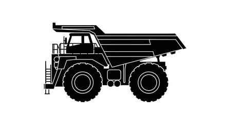 Obraz premium Fuel tanker truck silhouette with hose for refueling.