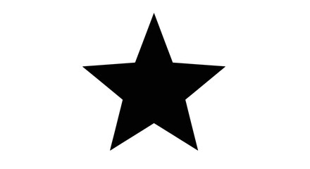 A simple, bold, black five-pointed star icon against a clean white background, perfect for graphic design and web elements