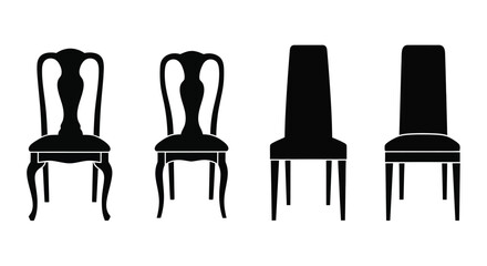 Four antique chairs depicted in a striking black silhouette © md