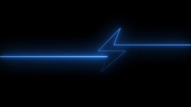 Neon Battery charging power symbol, lightning bolt sign on the black background. glowing Neon Battery charging power symbol, lightning bolt sign in the circle Neon glowing battery charging icon.
