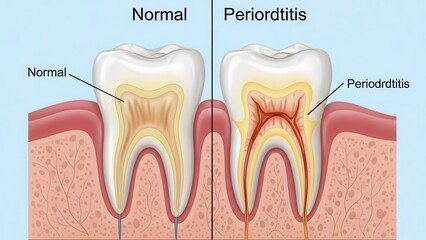 Comparison of normal tooth structure and periodontitis affected tooth