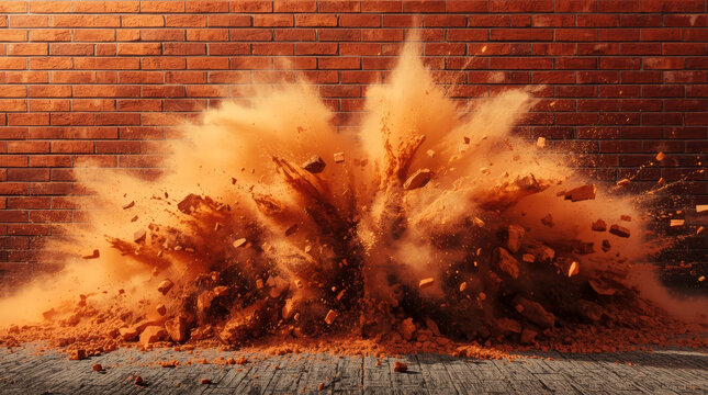 Breakthrough Concept with Demolition of Brick Wall at Construction Site