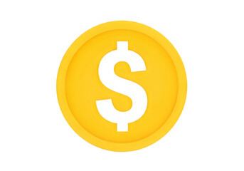 Obraz premium A yellow coin with a dollar sign on it isolated on transparent background