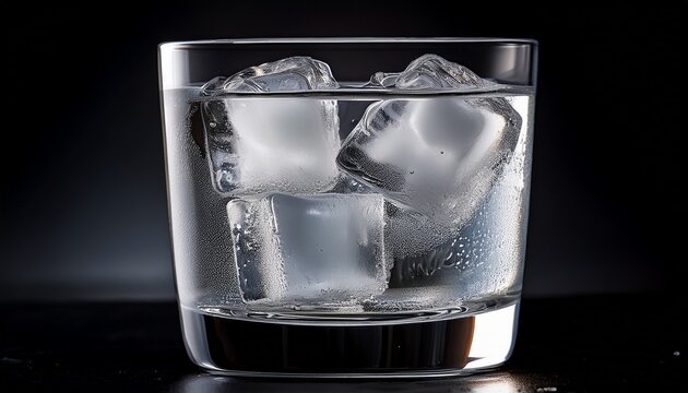 clear glass filled with specialized sake ice cubes slowly chilling a refreshing clear beverage capturing condensation and frosty texture special condensation unique