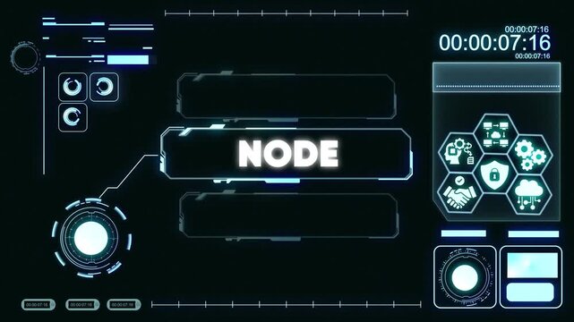 Futuristic H U D Node Interface with Glowing Blue Accents and Cyberpunk futuristic interface