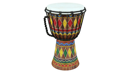 Decorated Djembe Drum with Geometric Patterns