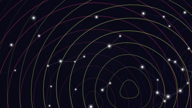 Abstract network pattern with glowing dots and colorful lines