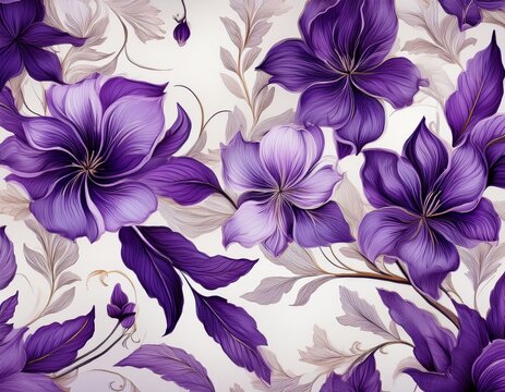 purple floral pattern on white background