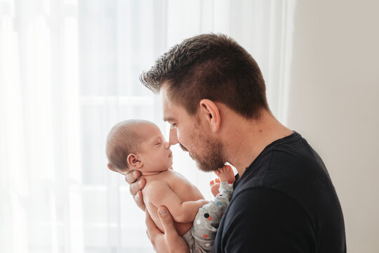 Father with his baby daughter. 