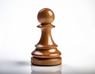 wooden chess pawn with a natural grain texture isolated on a clean white background reflecting light subtly create with ai