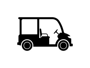 Black Golf Cart Vector Silhouette