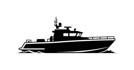 Naklejka premium Modern Patrol Boat Silhouette Vector Art
