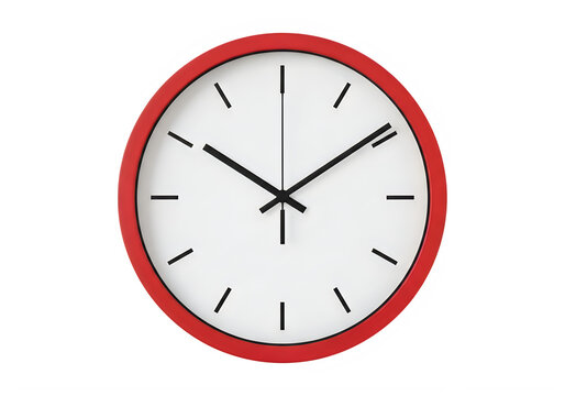 A red clock on a white background isolated on transparent background