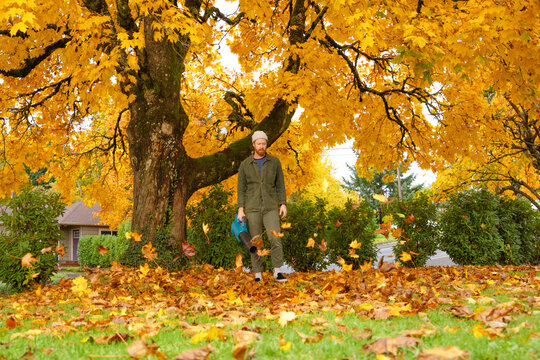 Man doing yard work.